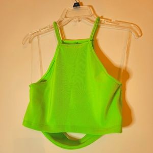 NWT green halter crop top with back cutout